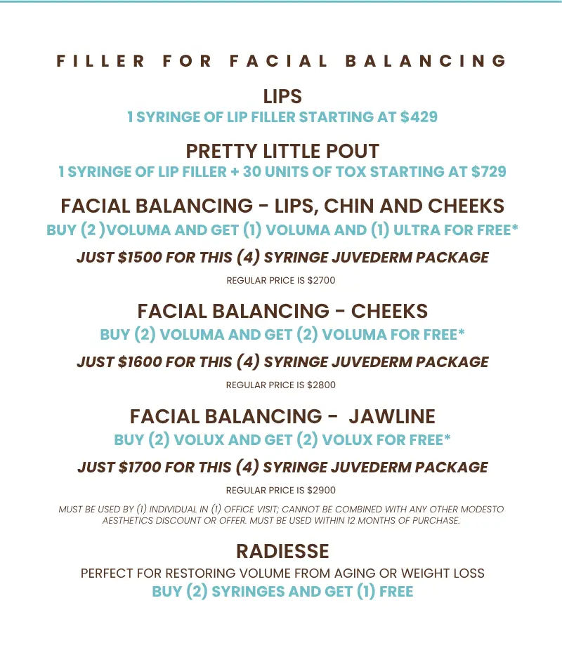 Modesto July specials.